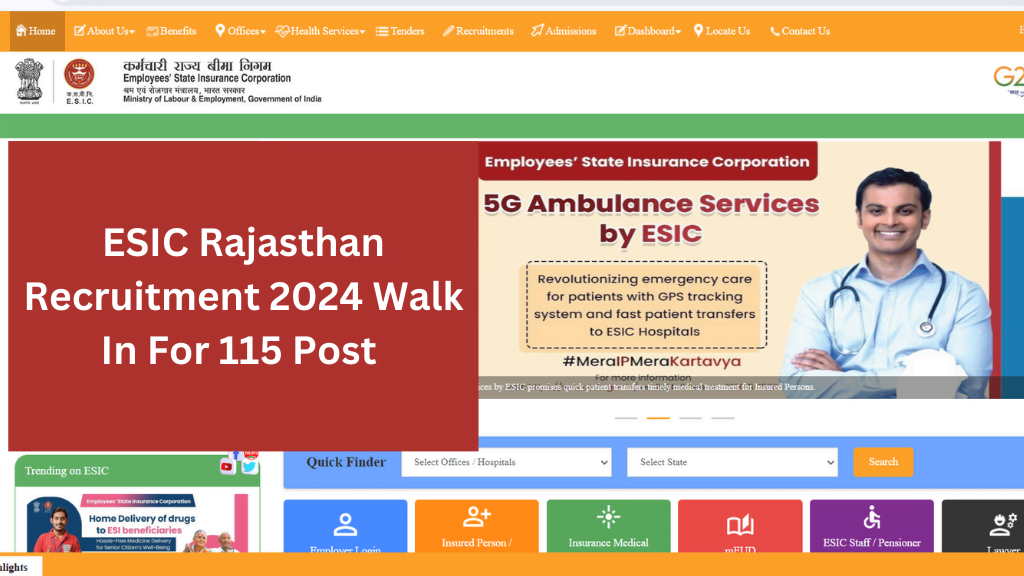 ESIC Rajasthan Recruitment 2024