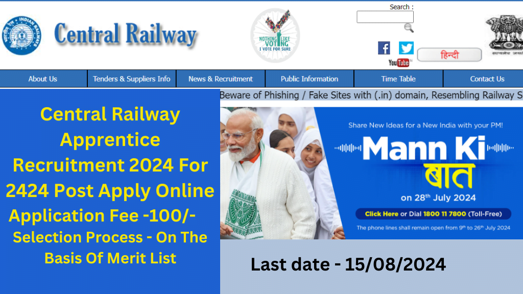  Central Railway Apprentice Recruitment 2024