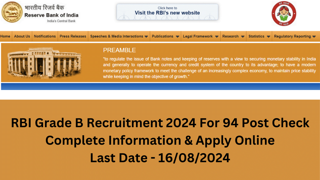 RBI Recruitment 2024 For 94 Post