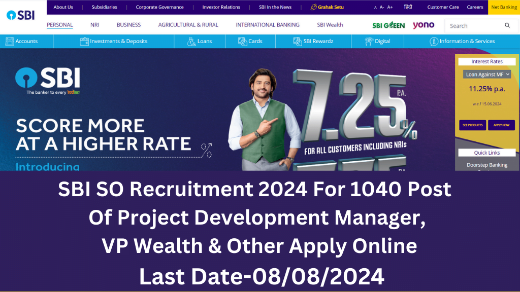 SBI SO Recruitment 2024 For 1040 Post
