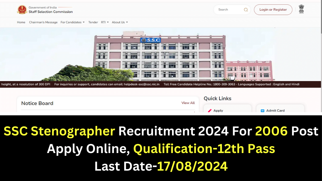 SSC Stenographer Recruitment 2024
