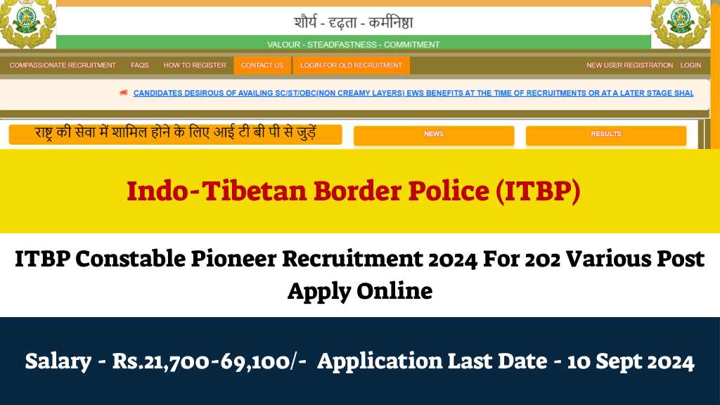 ITBP Constable Pioneer Recruitment 2024