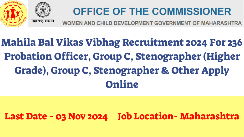 Mahila Bal Vikas Vibhag Vacancy 2024