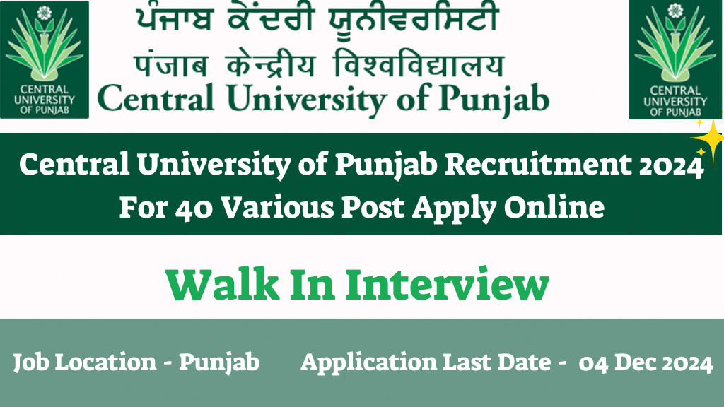 Central University of Punjab Recruitment 2024