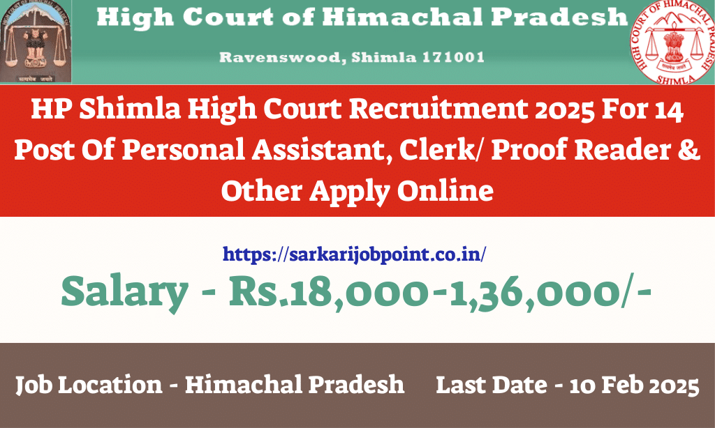 HP Shimla High Court Recruitment 2025