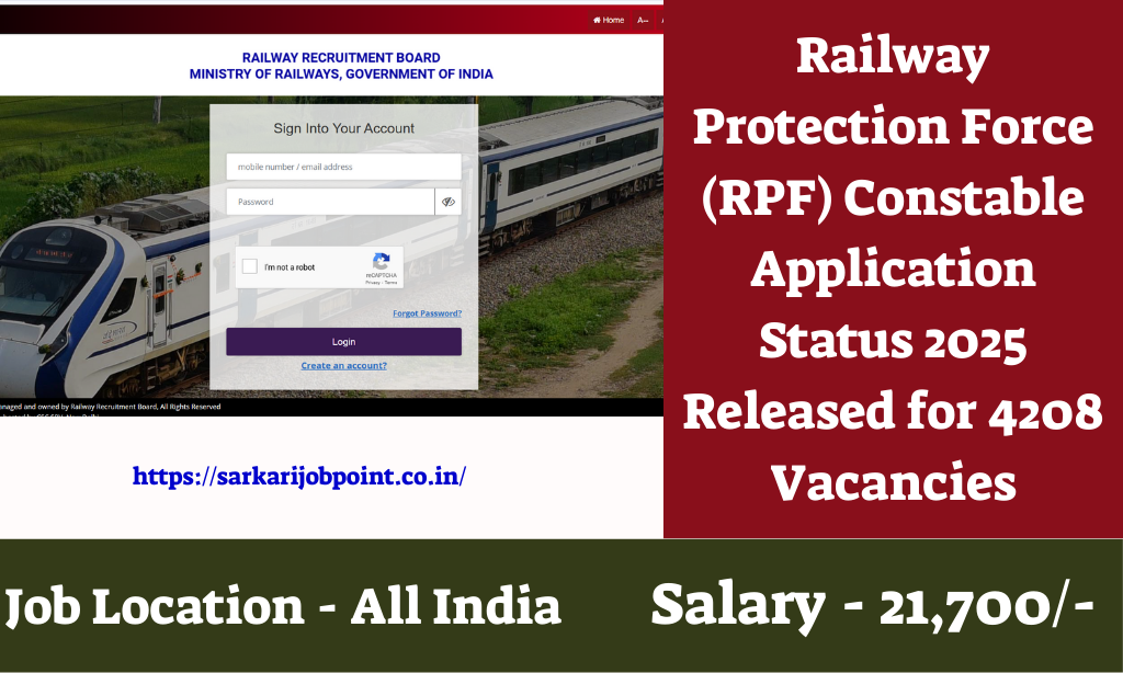 RPF Constable Application Status 2025