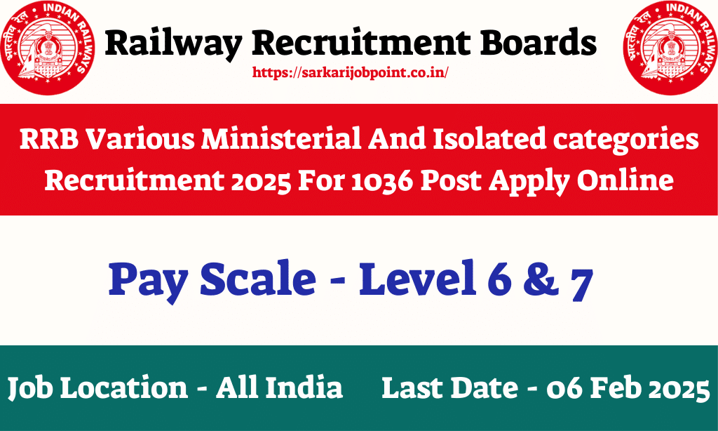 RRB Various Ministerial And Isolated categories Recruitment 2025